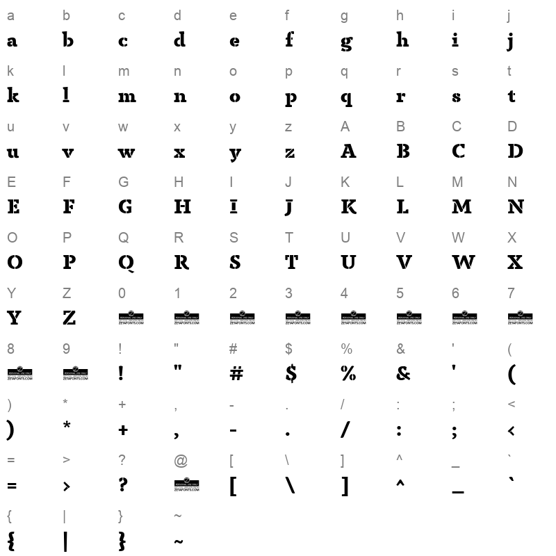 anaphora stencil extrabold Character Map
