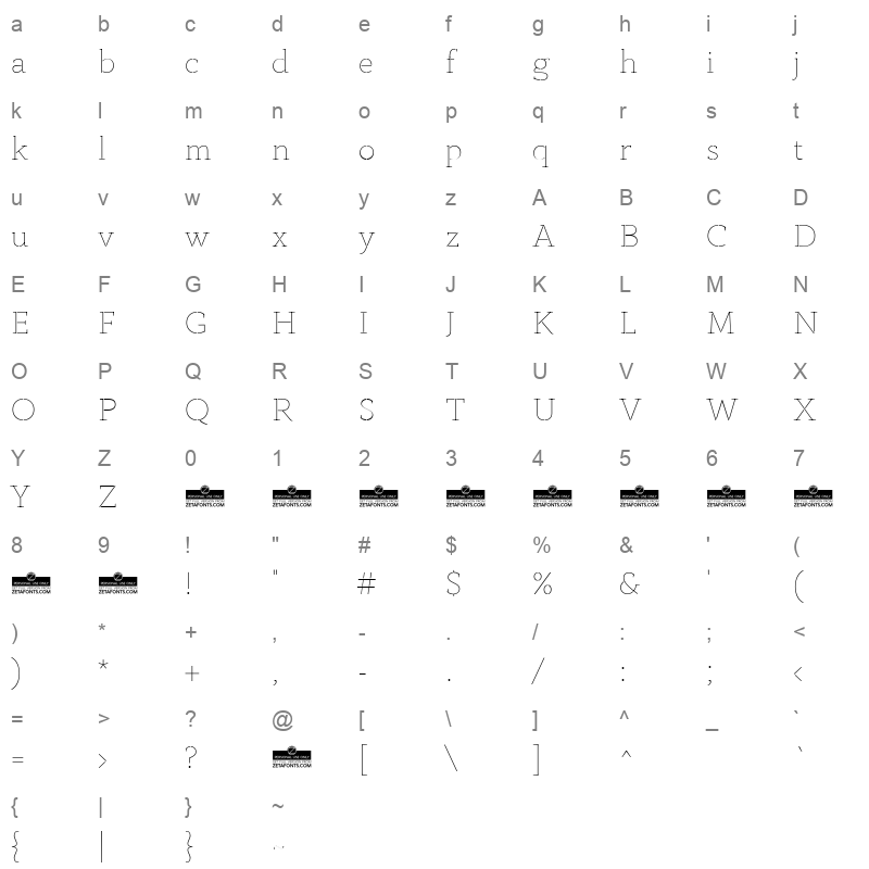 anaphora stencil thin Character Map