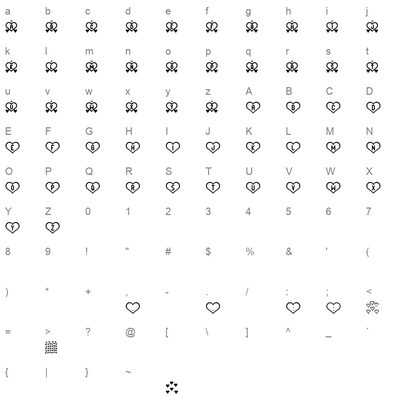 and love st Character Map