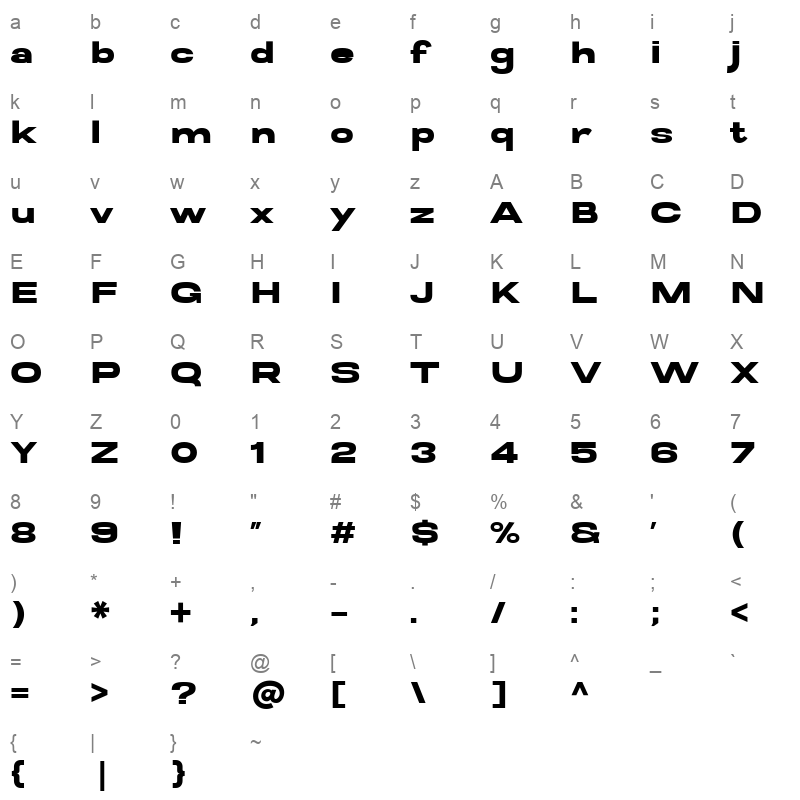Anddalan Black Character Map