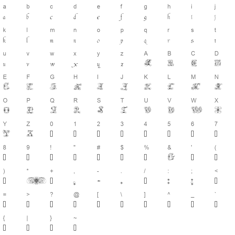 andrade Character Map
