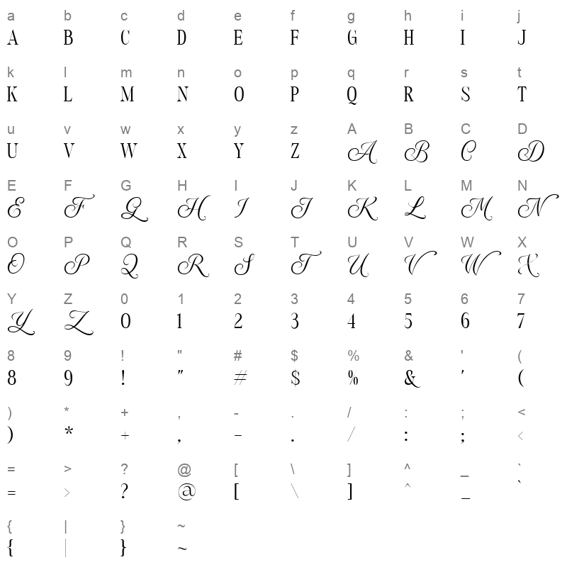 androgy demo Character Map