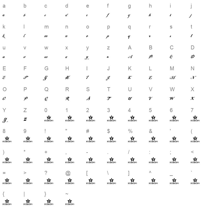 angel tears Character Map