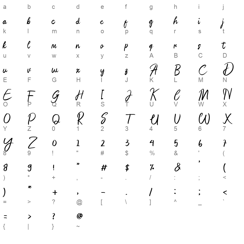 angelitta regular Character Map