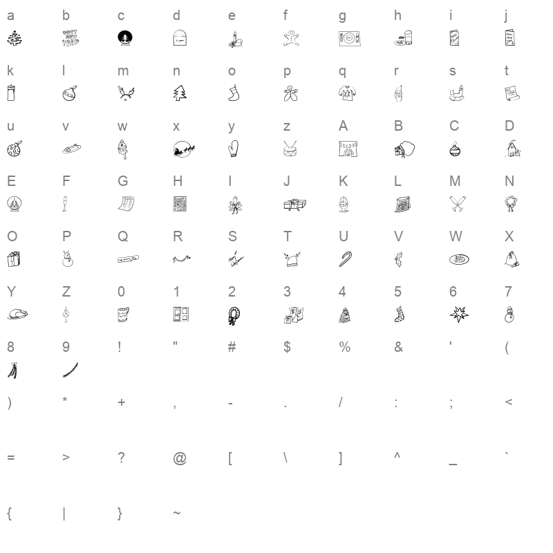 angies christmas Character Map