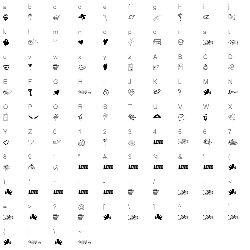 angies valentines Character Map