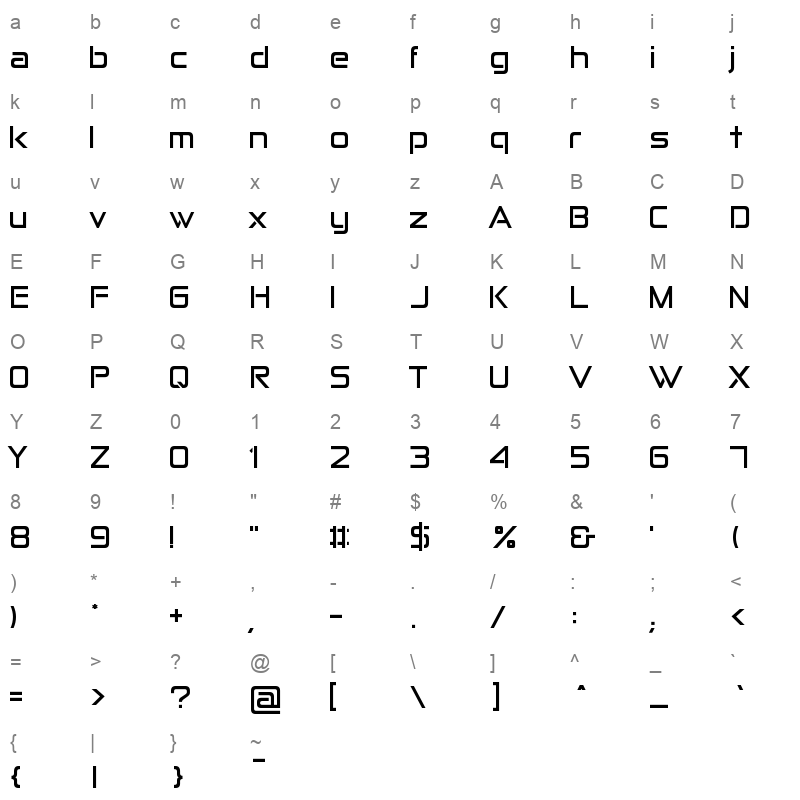 anita semi square Character Map