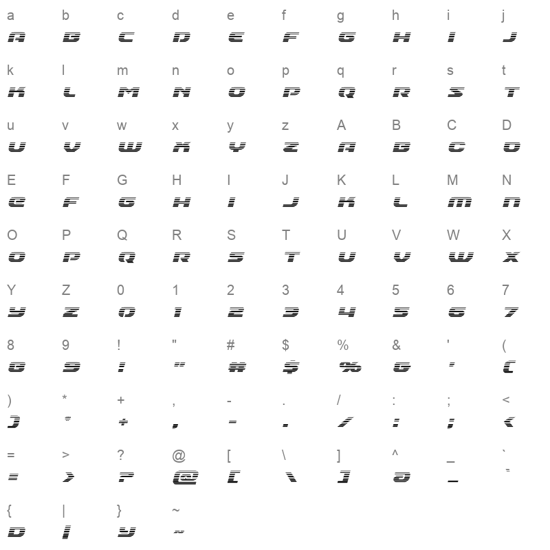 annapolis gradient italic Character Map