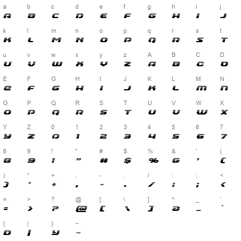 annapolis halftone italic Character Map