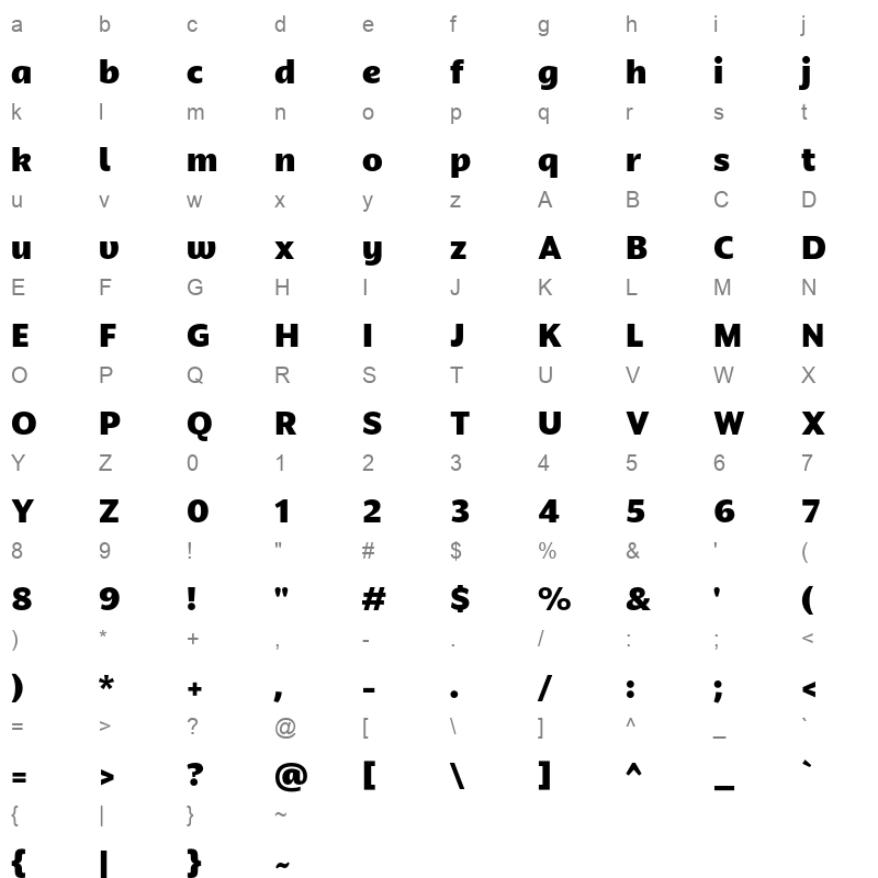 anona extrabold Character Map