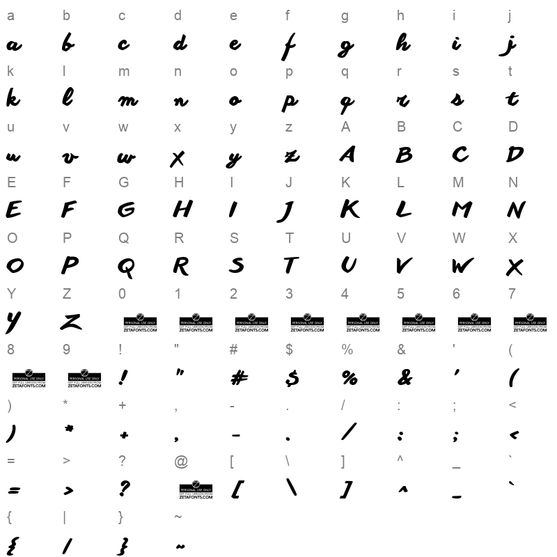 another shabby bold Character Map