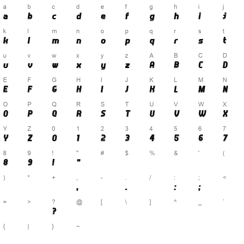 answer 3d filled italic Character Map