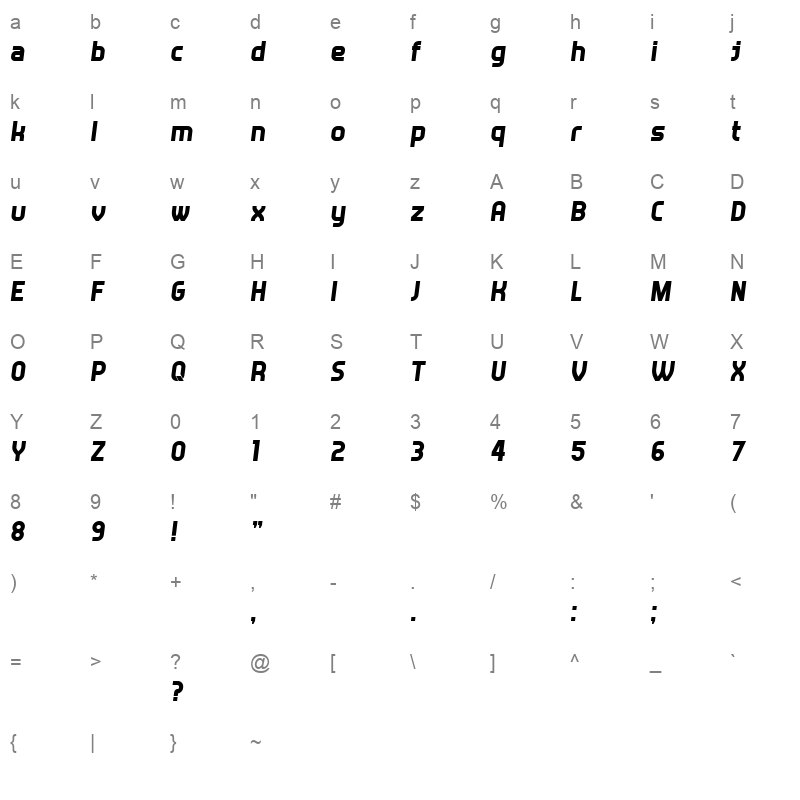 answer italic Character Map