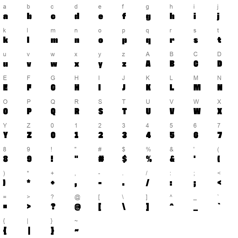 antarctican headline ultrablack Character Map