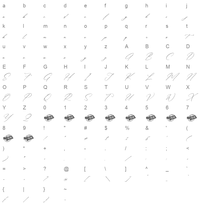 anthellia italic Character Map