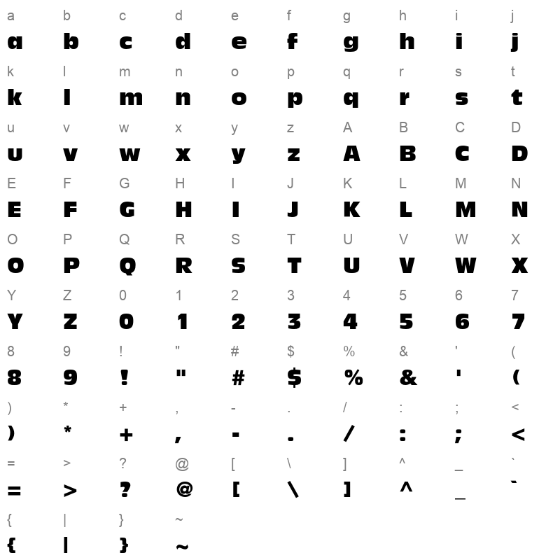 antique olive compact scal Character Map