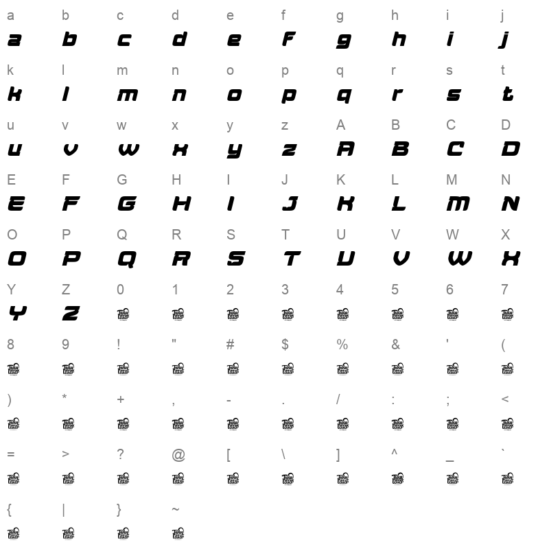 Aougtron Aougtronslant Character Map