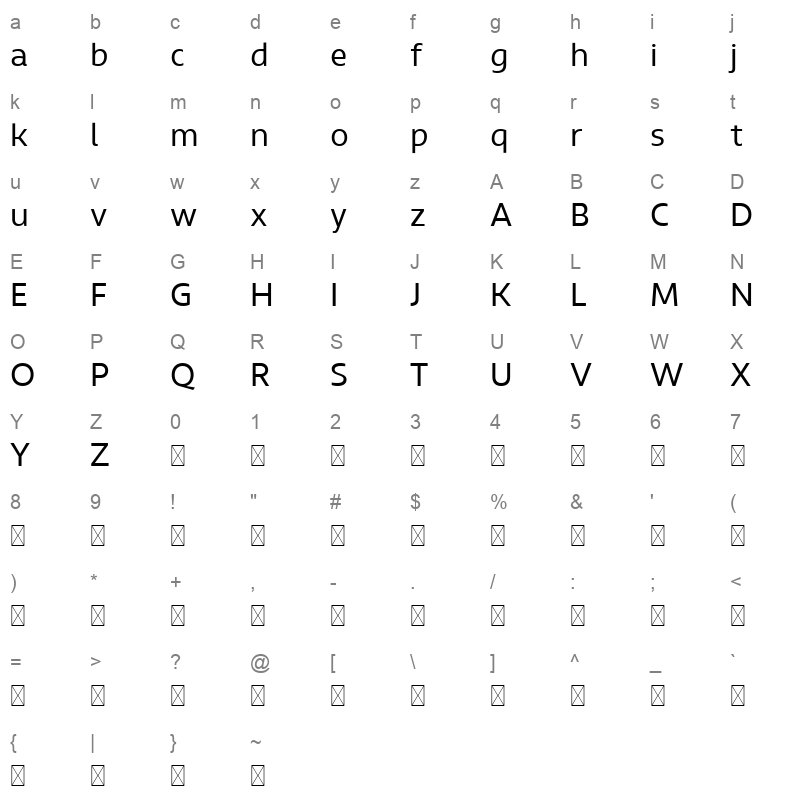 apacible Character Map