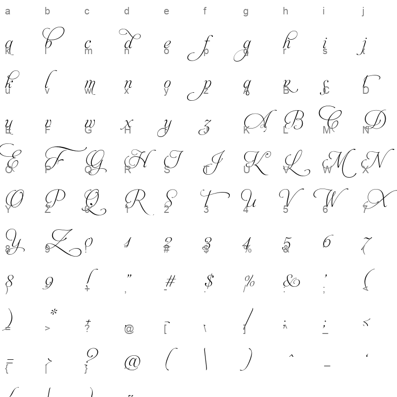 aphrodite slim pro Character Map