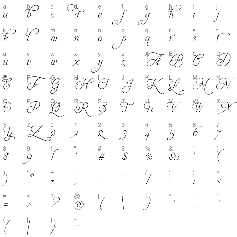 aphrodite slim stylistic Character Map