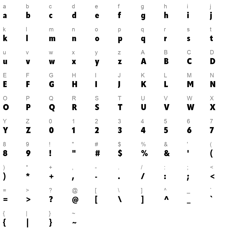 apparat condensed black Character Map