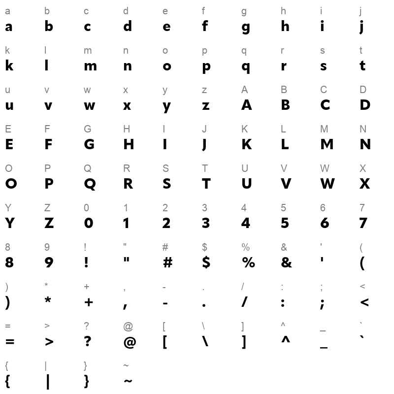 apparat extrabold Character Map