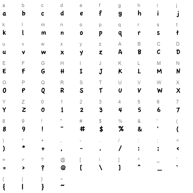 apple casual regular Character Map