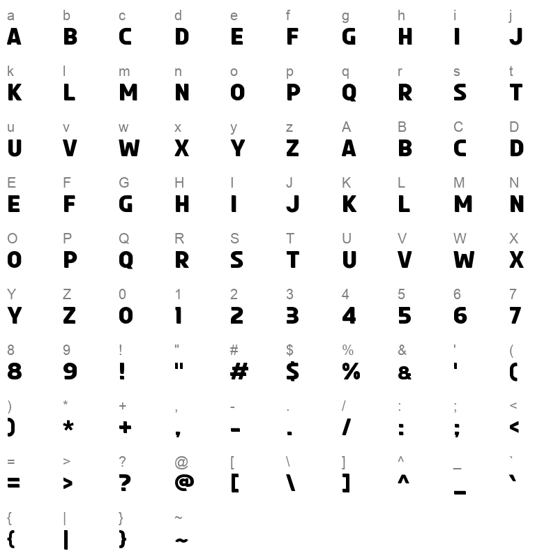 apple tea sans Character Map