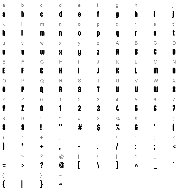 aptly extrabold Character Map