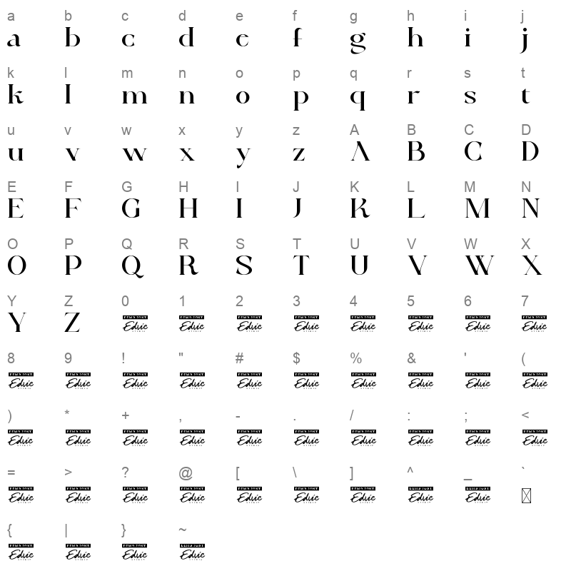 aqsani cania Character Map