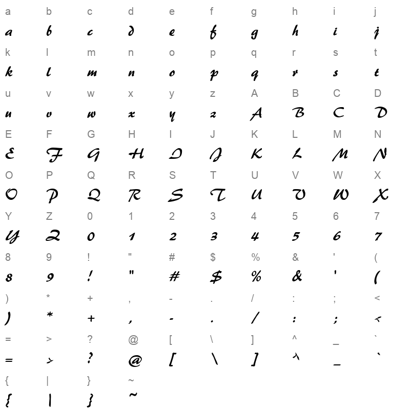ar berkley Character Map