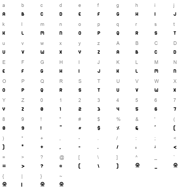 Ara Hamah AlFidaa Regular Character Map