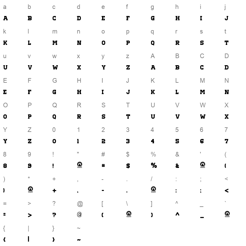 Ara Hamah AlHorra Regular Character Map