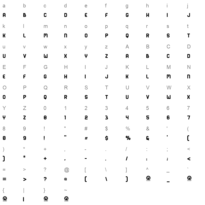 Ara Hamah Alislam Regular Character Map