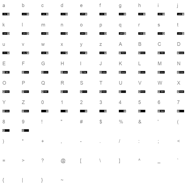 arab icons pro Character Map
