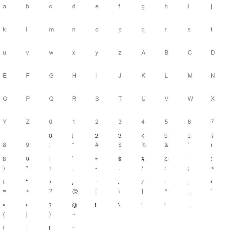 Arabic Cabo Font Regular Character Map