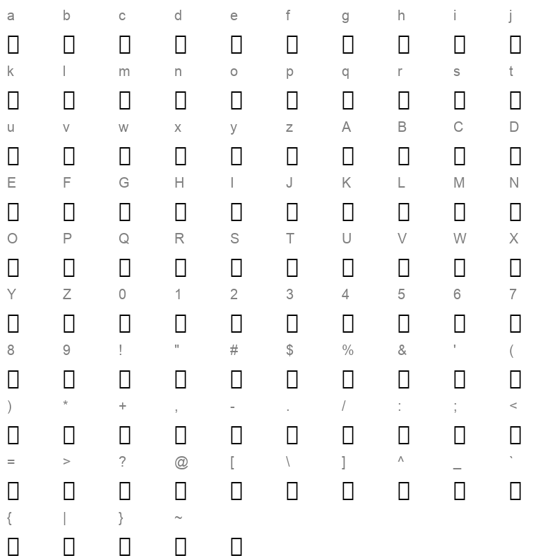 Arabic11 BT Regular Character Map