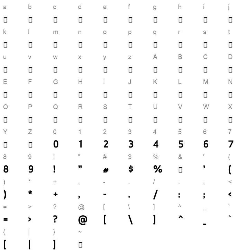 ArabicModern Bold Character Map