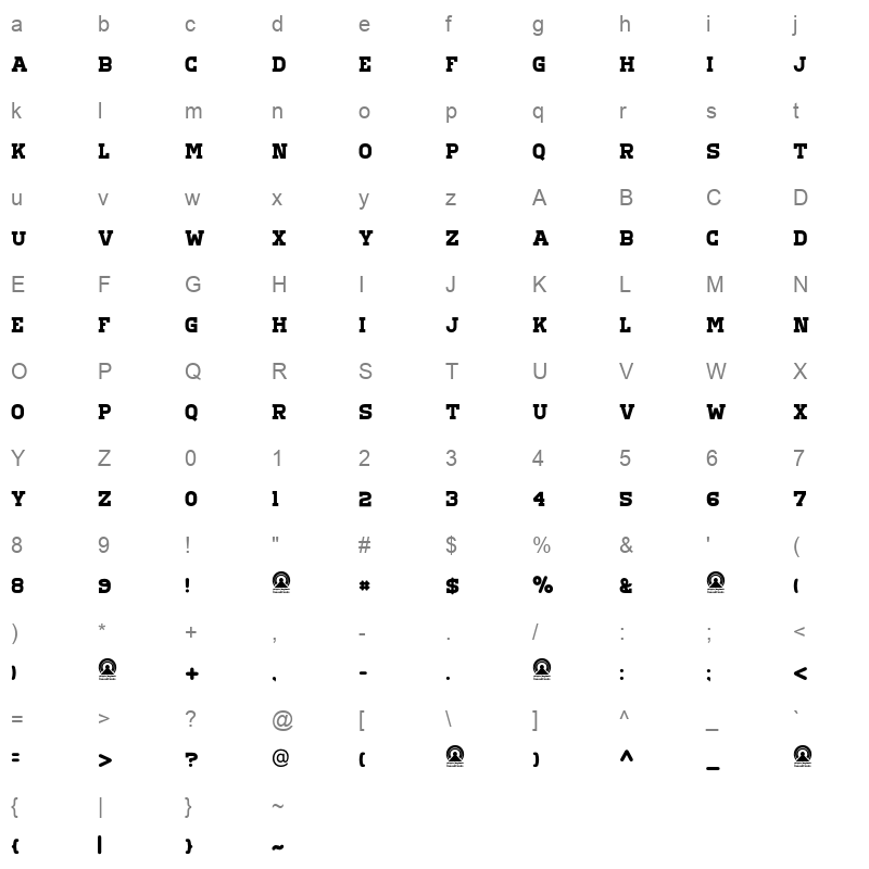 AraHamahAlHorra Regular Character Map