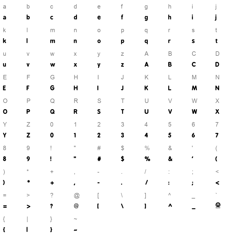 AraHamahHoms Regular Character Map