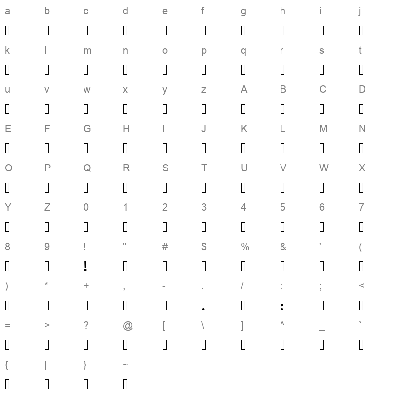 ArbFONTS Samim Bold WOL Character Map