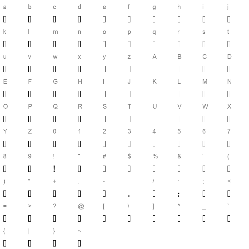 ArbFONTS Samim Medium WOL Character Map