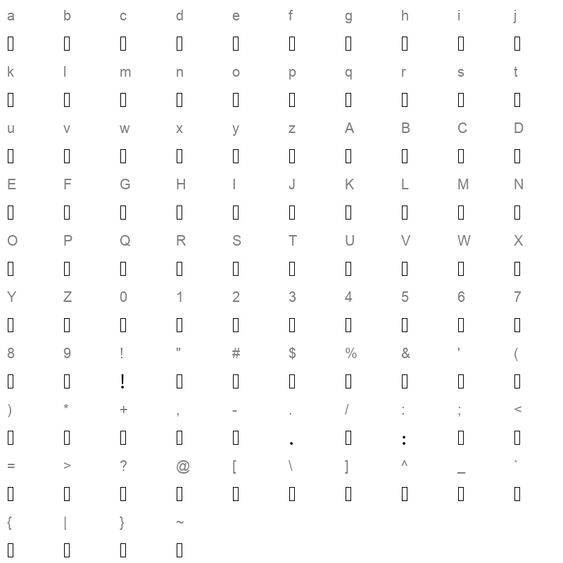 ArbFONTS Samim WOL Character Map