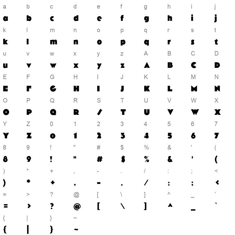 arbotek ultra Character Map