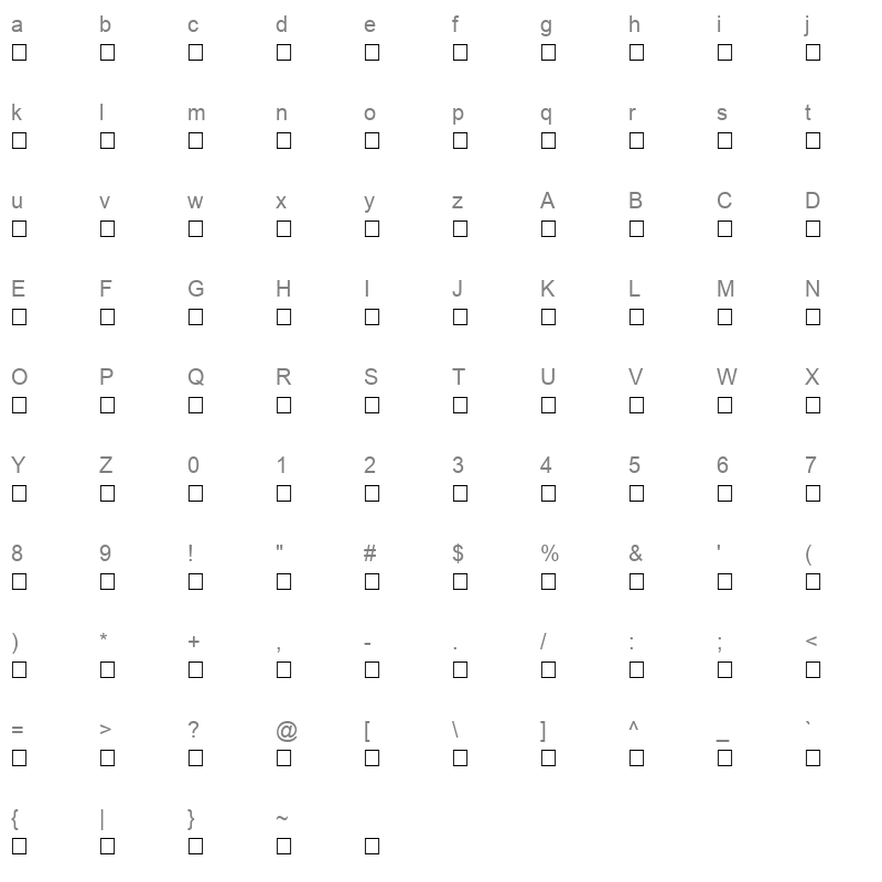ARBSQDTP Character Map