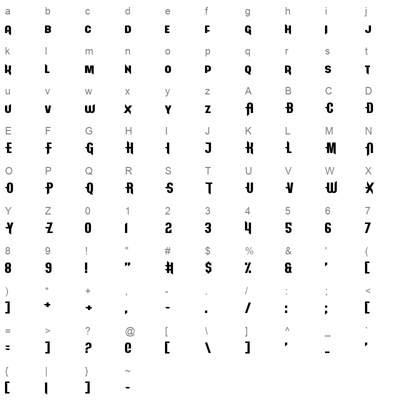 arcapulse Character Map