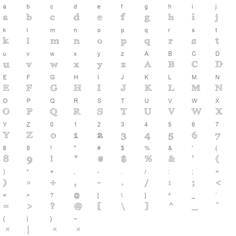 archistico Character Map