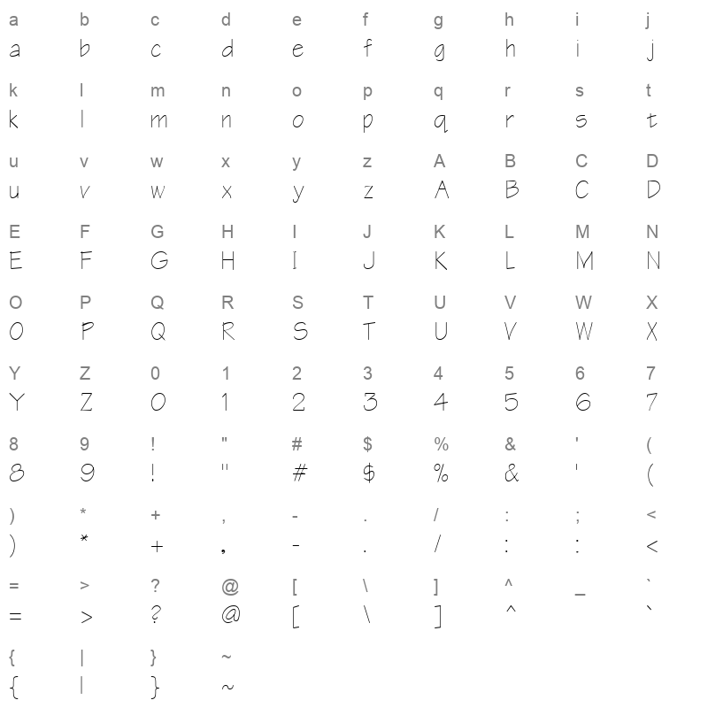 architect regular Character Map