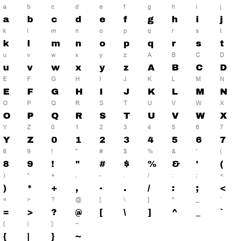 archivo black Character Map