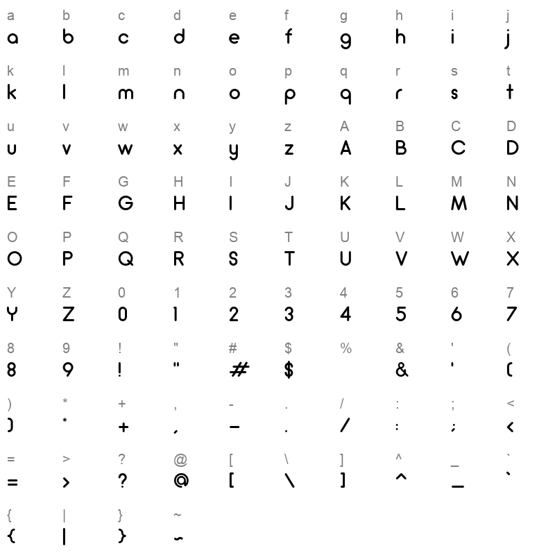 arciform Character Map